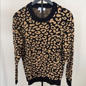 POPSUGAR Black and Tan Animal Print Sweater